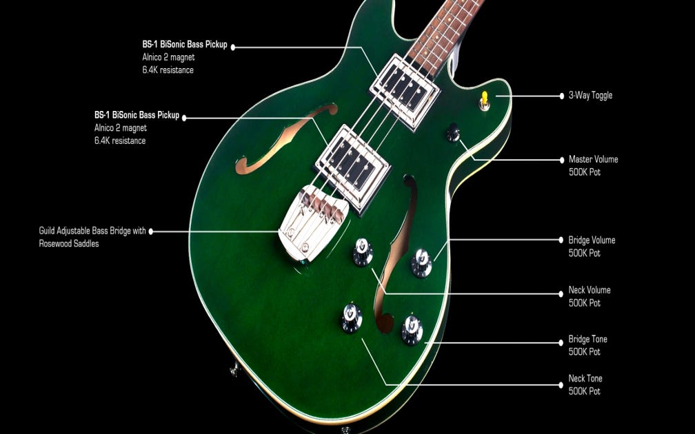 Guild Starfire Bass II Semi-Hollow Bass w/Case - Emerald Green