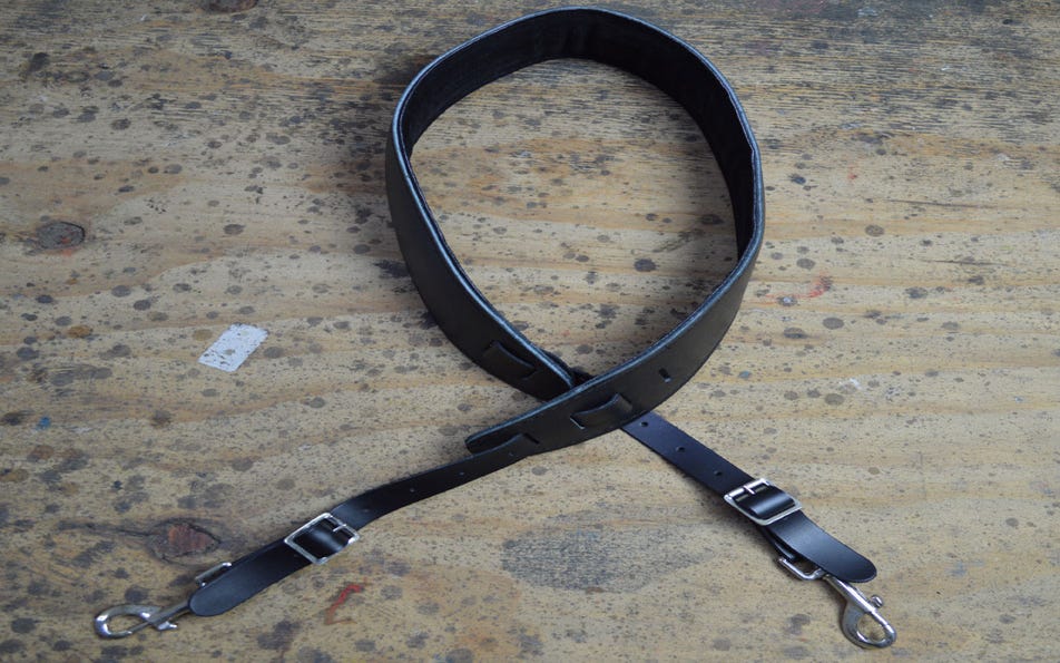 Colonial Leather Padded Cradle Strap w/Hooks - Black