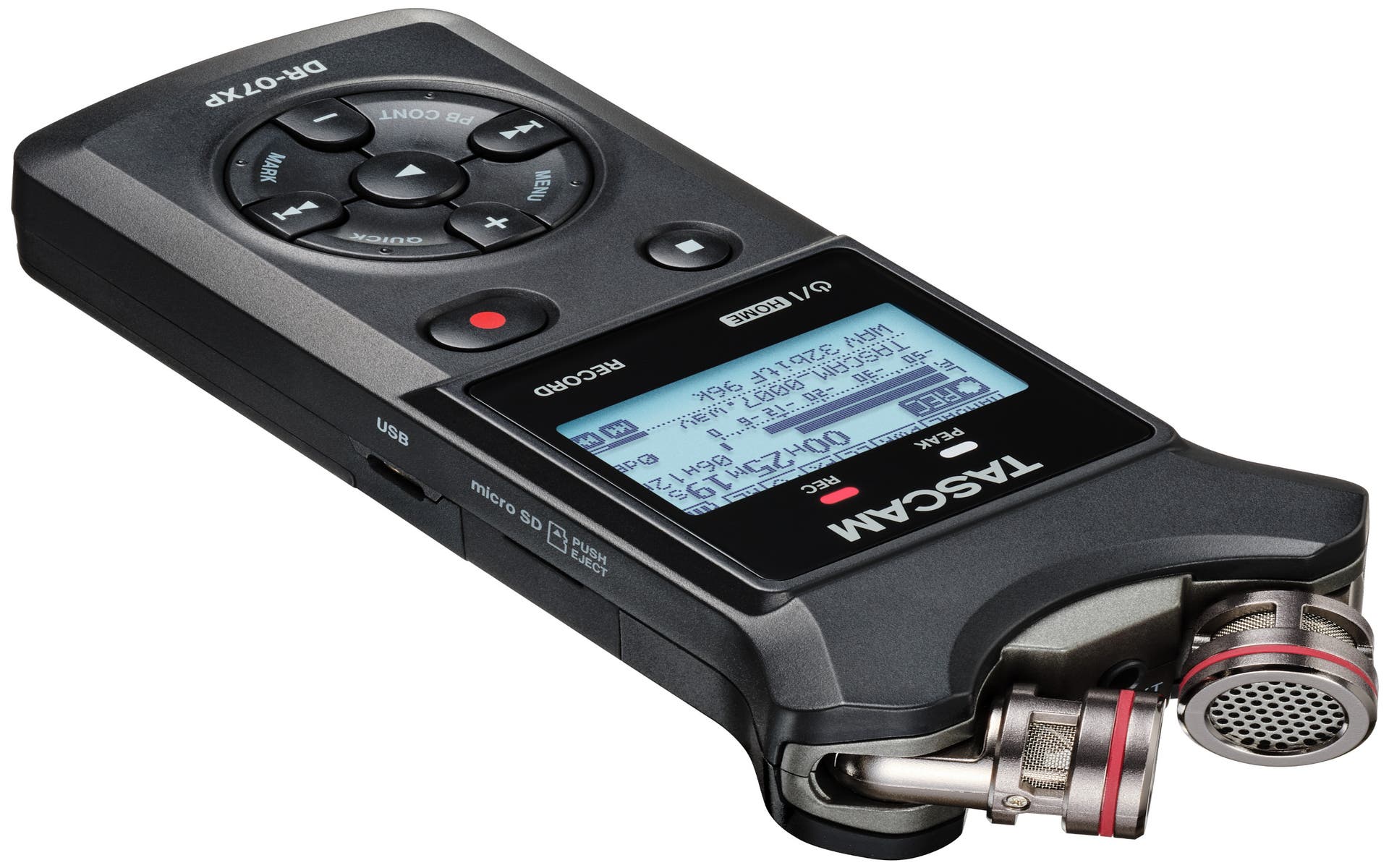 TASCAM DR-07XP 2ch Portable 32-bit Handheld Recorder w/USB-C + Adjustable Mics
