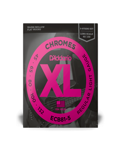 D'Addario XL Chromes Flatwound Bass Strings - 45-132 - 5-String Set (Long Scale)