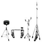 DW 4pc Hardware Pack. Inc: 3000 Series Double Pedal, 3-leg Hi-Hat Stand, Snare Stand & Stool