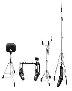 DW 4pc Hardware Pack. Inc: 3000 Series Double Pedal, 3-leg Hi-Hat Stand, Snare Stand & Stool