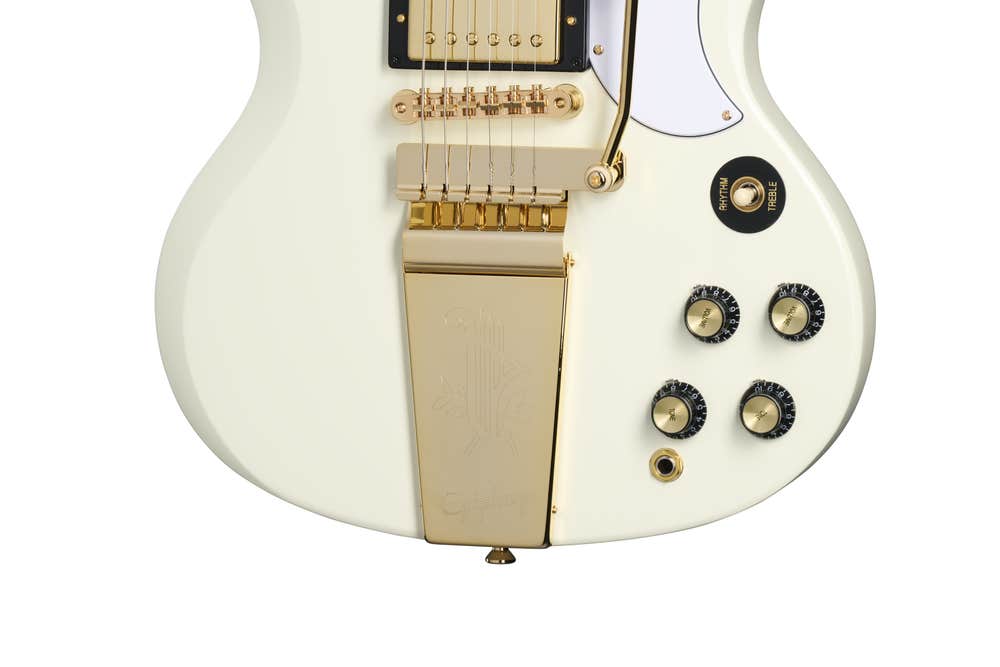 Epiphone 1963 Les Paul SG Custom Maestro w Case Classic White Better Music