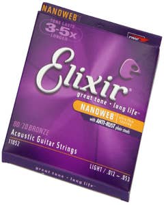 ELIXIR Nanoweb 80/20 Bronze Acoustic String Set - 12-53 - Light
