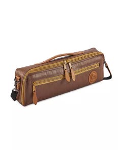 Gard Single Flute Case Cover - B foot - Leather Brown w/ Tan Trim (GAFL166DMLNT)