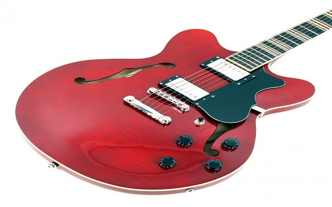 Hofner Verythin CT Semi-Hollow Electric Guitar - Transparent Red