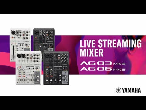 Yamaha AG03MK2 Live Streaming Mixer Bundle w/YCM01 Mic & YH-MT1 Studio Headphones - White
