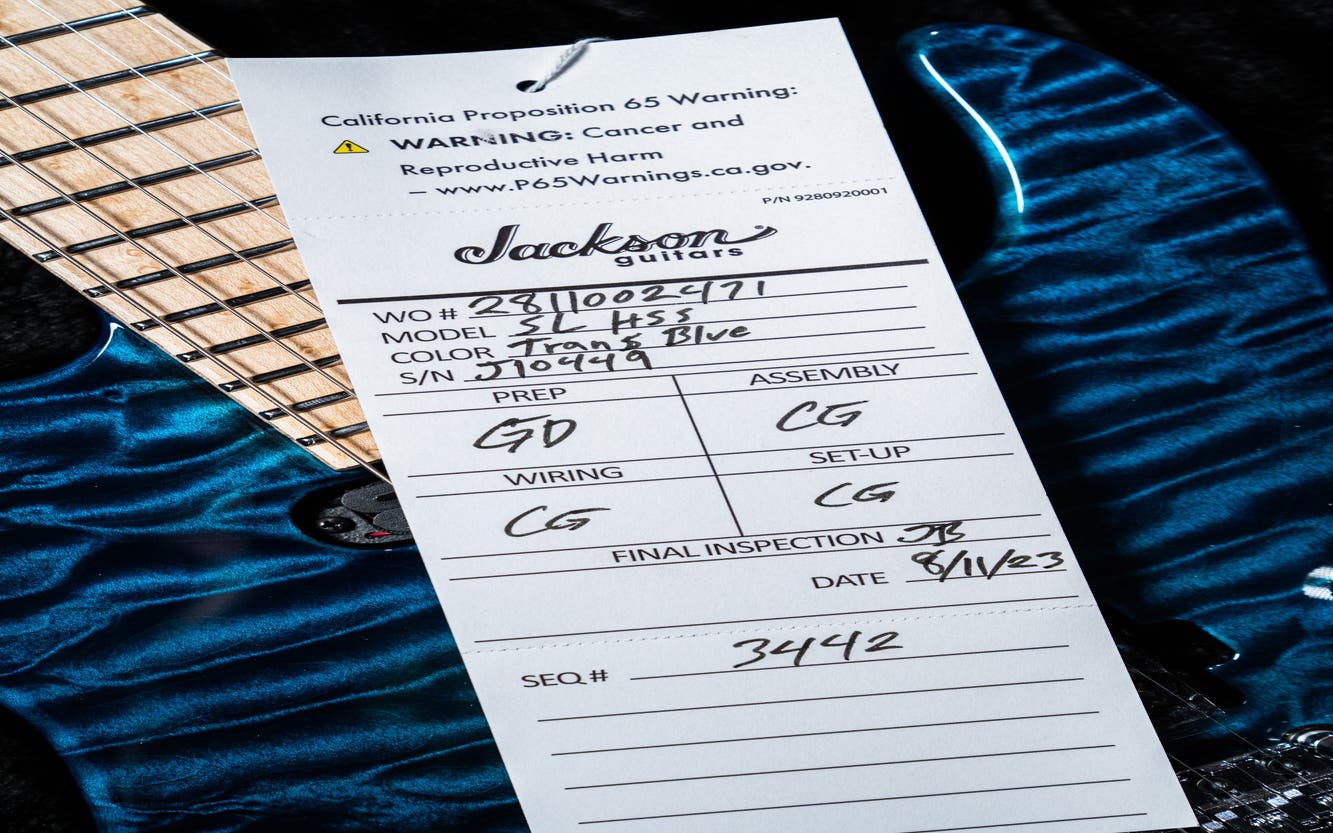 Jackson Custom Shop SL HSS FR Electric Guitar - Trans Blue
