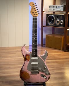Paoletti Loft Series Stratospheric HSS - Heavy Pink / Sunburst - Reverse Headstock (Custom Order)