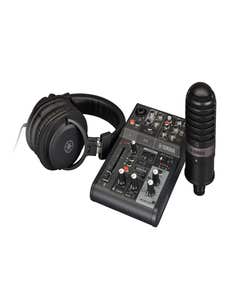Yamaha AG03MK2 Live Streaming Mixer Bundle w/YCM01 Mic & YH-MT1 Studio Headphones - Black