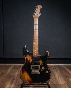 Paoletti Loft Stratospheric HSS - Flame Maple Neck - Heavy Black over Sunburst (no guard)