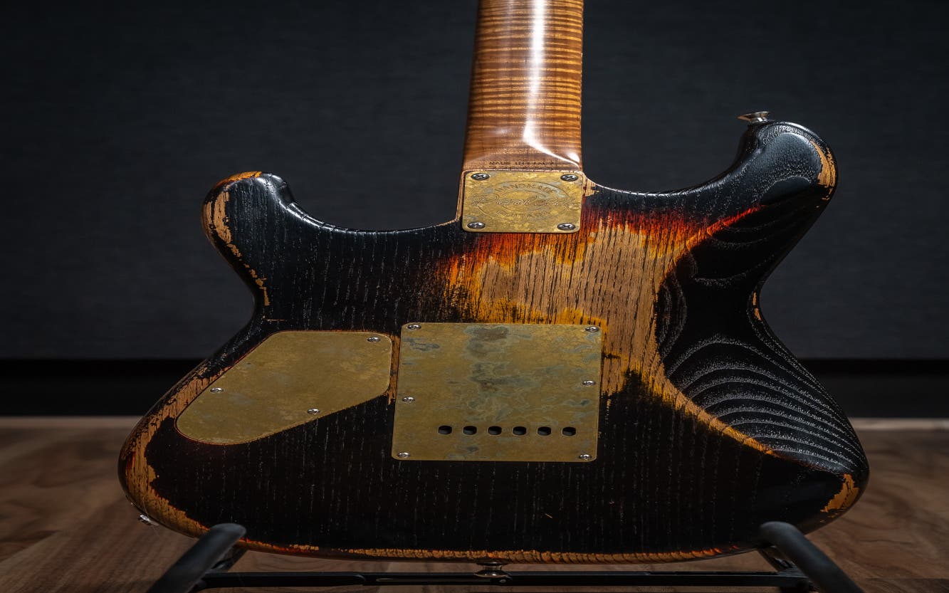 Paoletti Loft Alfa HSS - Flame Maple Neck - Heavy Black over Sunburst (no guard)