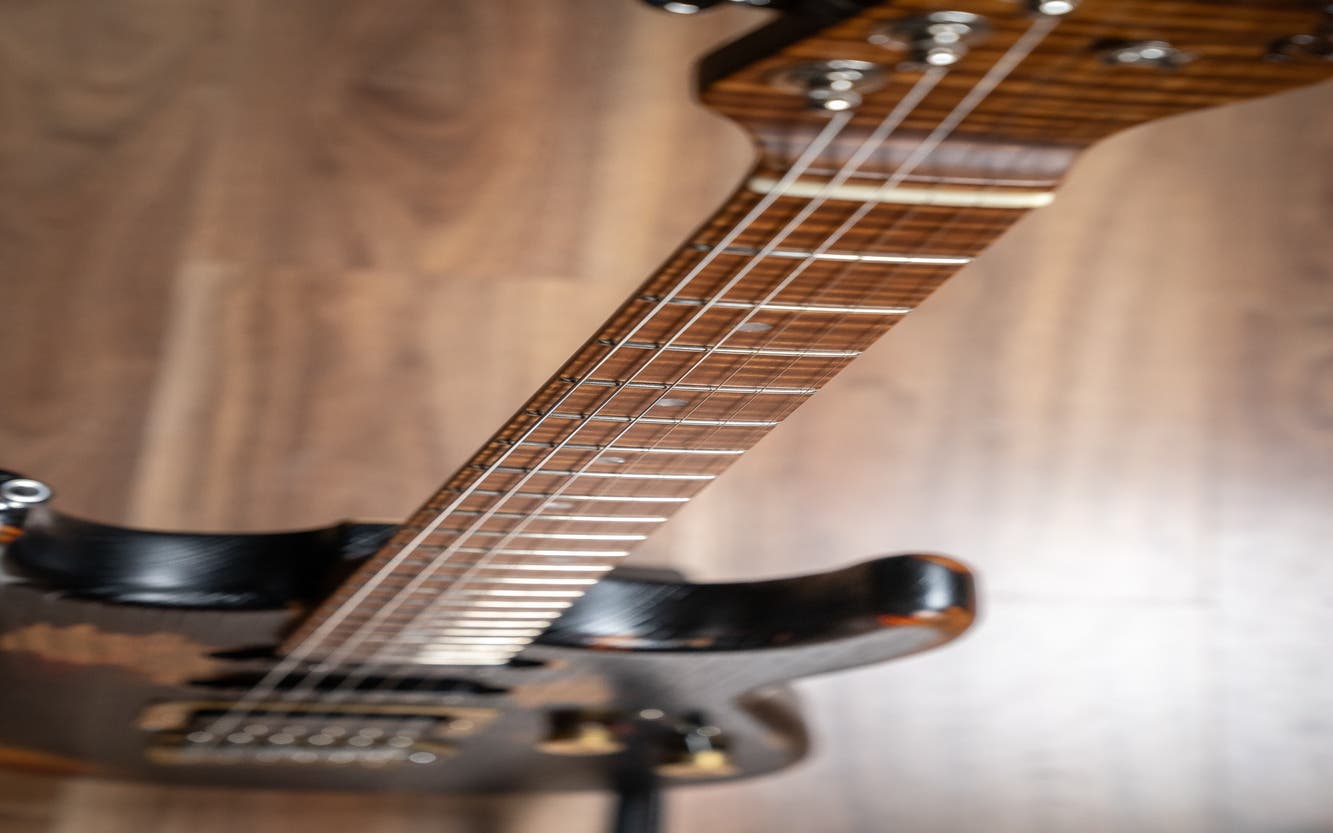 Paoletti Loft Alfa HSS - Flame Maple Neck - Heavy Black over Sunburst (no guard)