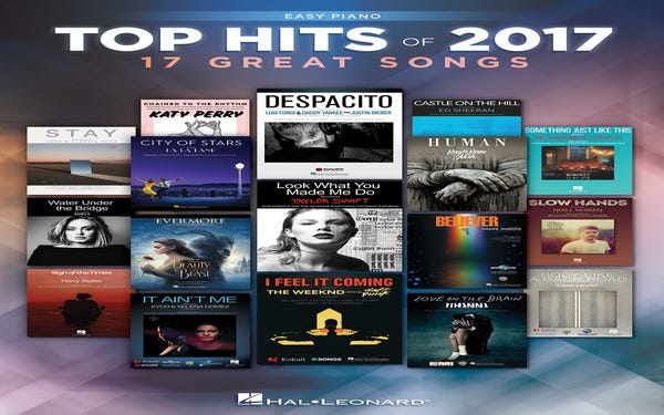 Top Hits Of 2017 Easy Piano