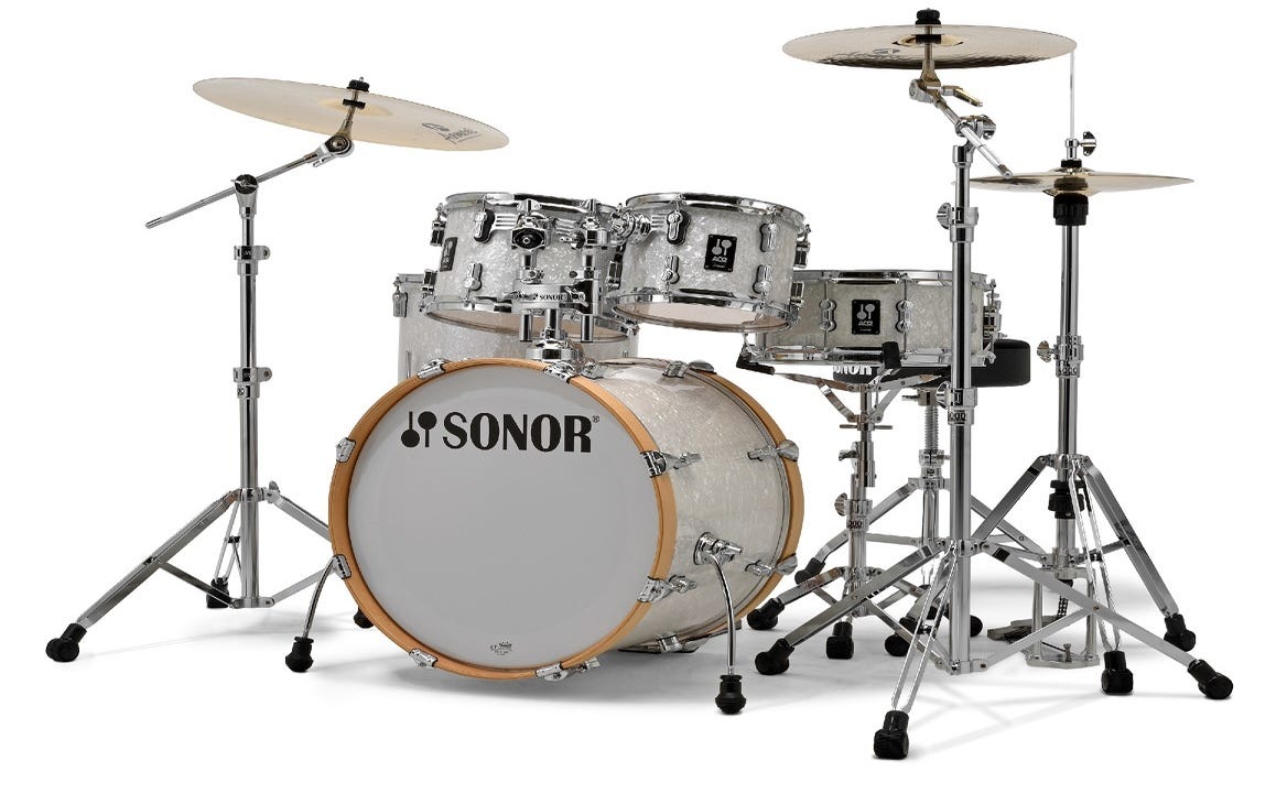 Sonor Studio AQ2 5pc Drum Kit - Shell Pack - White Pearl