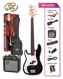 SX SB2SKLHB "P" Style Bass Package - Left Handed - Black