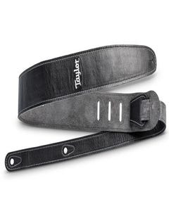 Taylor 2.5" Black Leather Guitar Strap - Black - Suede Back
